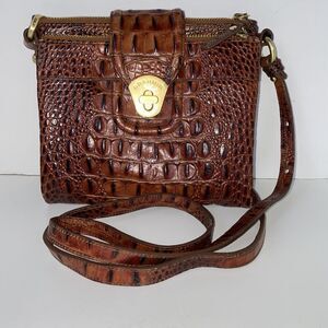 Brahmin Crocodile Multi Pocket Crossbody Bag Purse Small